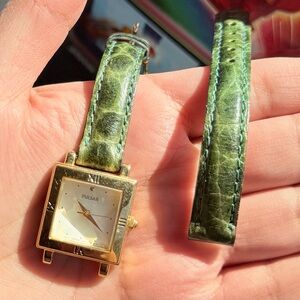Pulsar Gold Watch with Green Strap